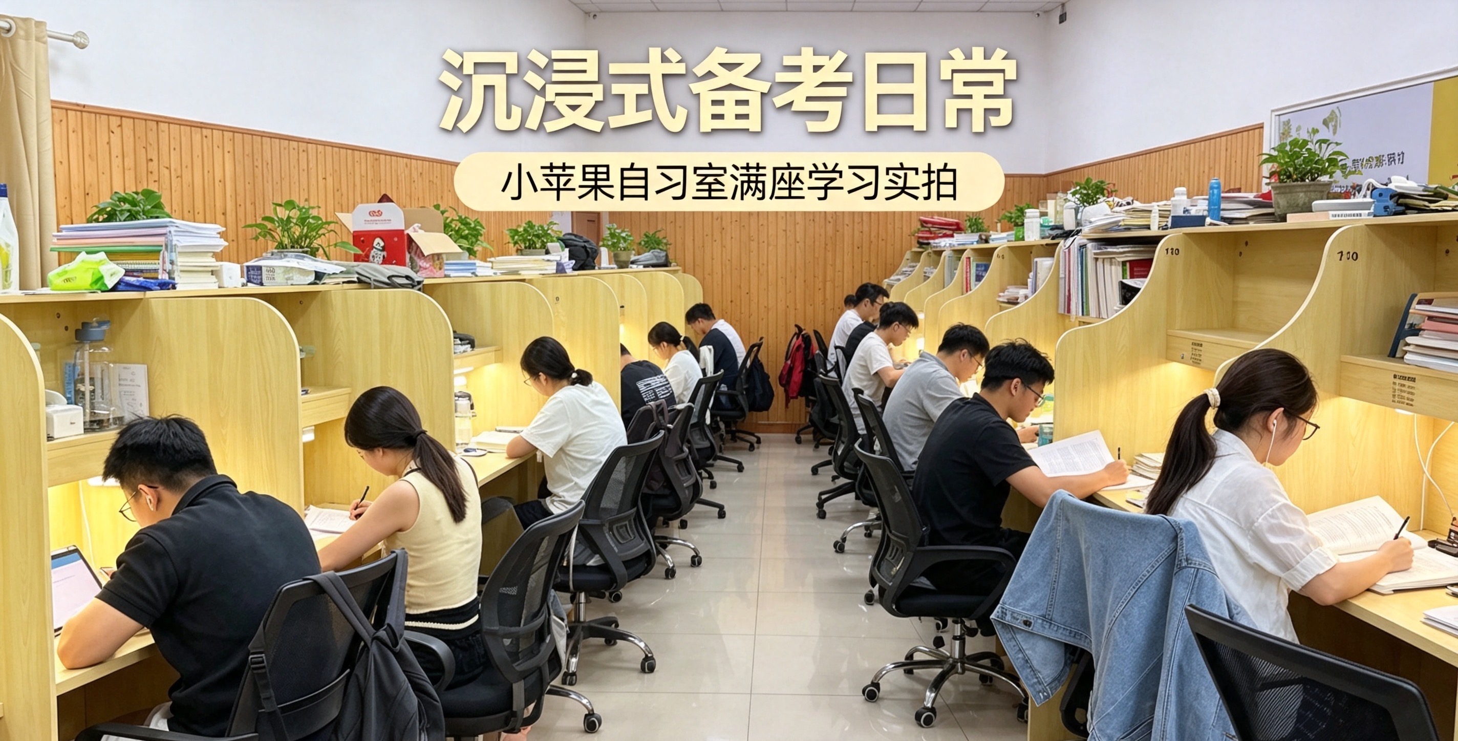 沉浸式备考日常｜小苹果自习室满座学习实拍